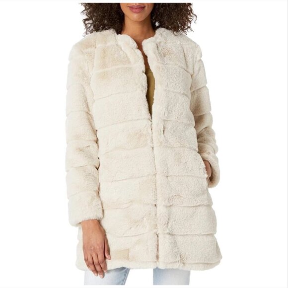 NWT BB Dakota Fux Fur Elise Cream Coat - Size Small - Picture 1 of 8